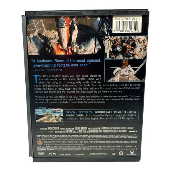 IMAX THE DREAM IS ALIVE Space Shuttle Documentary NASA Exploration Shuttles DVD - Picture 3 of 3